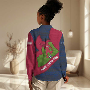 Liberia Lone Stars Rise Football Women Casual Shirt Map Graphic and National Flag - African Pride