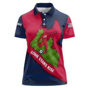 Liberia Lone Stars Rise Football Women Polo Shirt Map Graphic and National Flag - African Pride