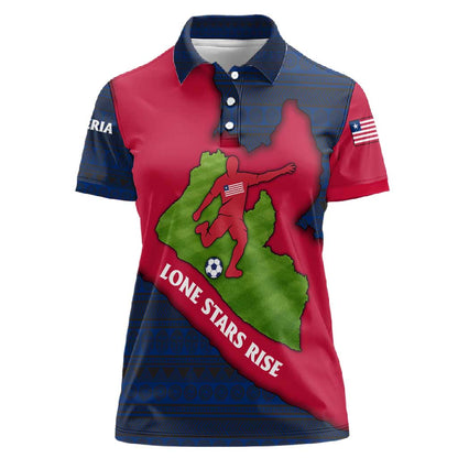 Liberia Lone Stars Rise Football Women Polo Shirt Map Graphic and National Flag - African Pride