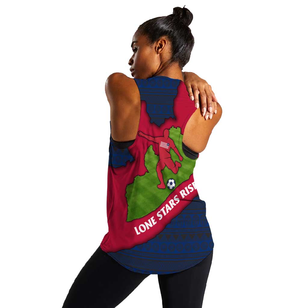 Liberia Lone Stars Rise Football Women Racerback Tank Map Graphic and National Flag - African Pride
