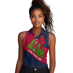 Liberia Lone Stars Rise Football Women Sleeveless Polo Shirt Map Graphic and National Flag - African Pride