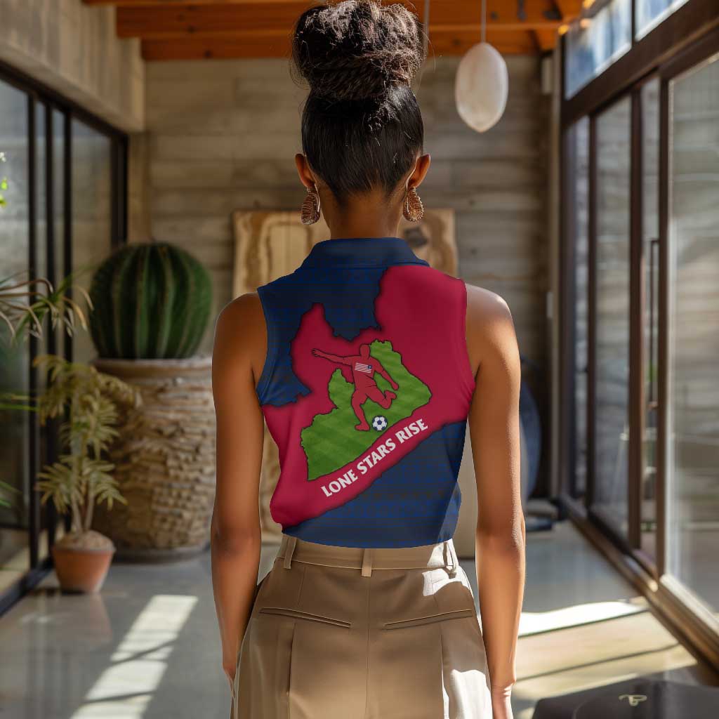 Liberia Lone Stars Rise Football Women Sleeveless Polo Shirt Map Graphic and National Flag - African Pride