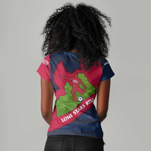 Liberia Lone Stars Rise Football Women V-Neck T-Shirt Map Graphic and National Flag - African Pride