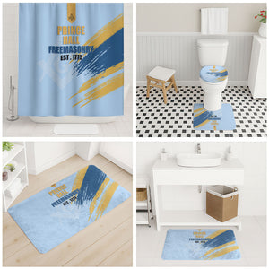 Prince Hall Freemasonry Bathroom Set Vintage Brush Stroke Masonic Blue Gold Graphic