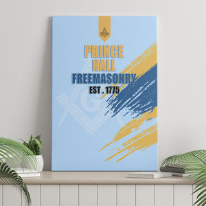 Prince Hall Freemasonry Canvas Wall Art Vintage Brush Stroke Masonic Blue Gold Graphic