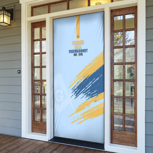 Prince Hall Freemasonry Door Cover Vintage Brush Stroke Masonic Blue Gold Graphic