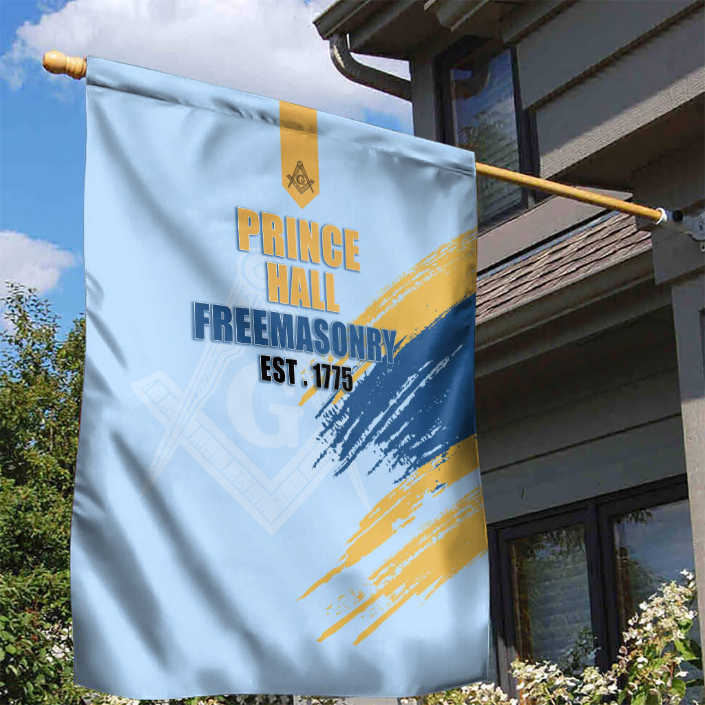 Prince Hall Freemasonry Garden Flag Vintage Brush Stroke Masonic Blue Gold Graphic