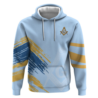 Prince Hall Freemasonry Hoodie Vintage Brush Stroke Masonic Blue Gold Graphic