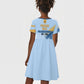 Prince Hall Freemasonry Kid Short Sleeve Dress Vintage Brush Stroke Masonic Blue Gold Graphic