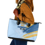 Prince Hall Freemasonry Leather Tote Bag Vintage Brush Stroke Masonic Blue Gold Graphic