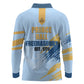 Prince Hall Freemasonry Long Sleeve Polo Shirt Vintage Brush Stroke Masonic Blue Gold Graphic