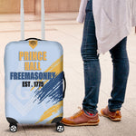 Prince Hall Freemasonry Luggage Cover Vintage Brush Stroke Masonic Blue Gold Graphic