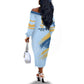 Prince Hall Freemasonry Off The Shoulder Long Sleeve Dress Vintage Brush Stroke Masonic Blue Gold Graphic