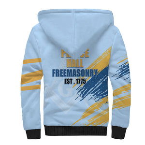 Prince Hall Freemasonry Sherpa Hoodie Vintage Brush Stroke Masonic Blue Gold Graphic