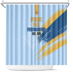 Prince Hall Freemasonry Shower Curtain Vintage Brush Stroke Masonic Blue Gold Graphic