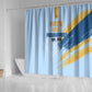 Prince Hall Freemasonry Shower Curtain Vintage Brush Stroke Masonic Blue Gold Graphic