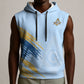 Prince Hall Freemasonry Sleeveless Hoodie Vintage Brush Stroke Masonic Blue Gold Graphic