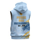 Prince Hall Freemasonry Sleeveless Zip Hoodie Vintage Brush Stroke Masonic Blue Gold Graphic