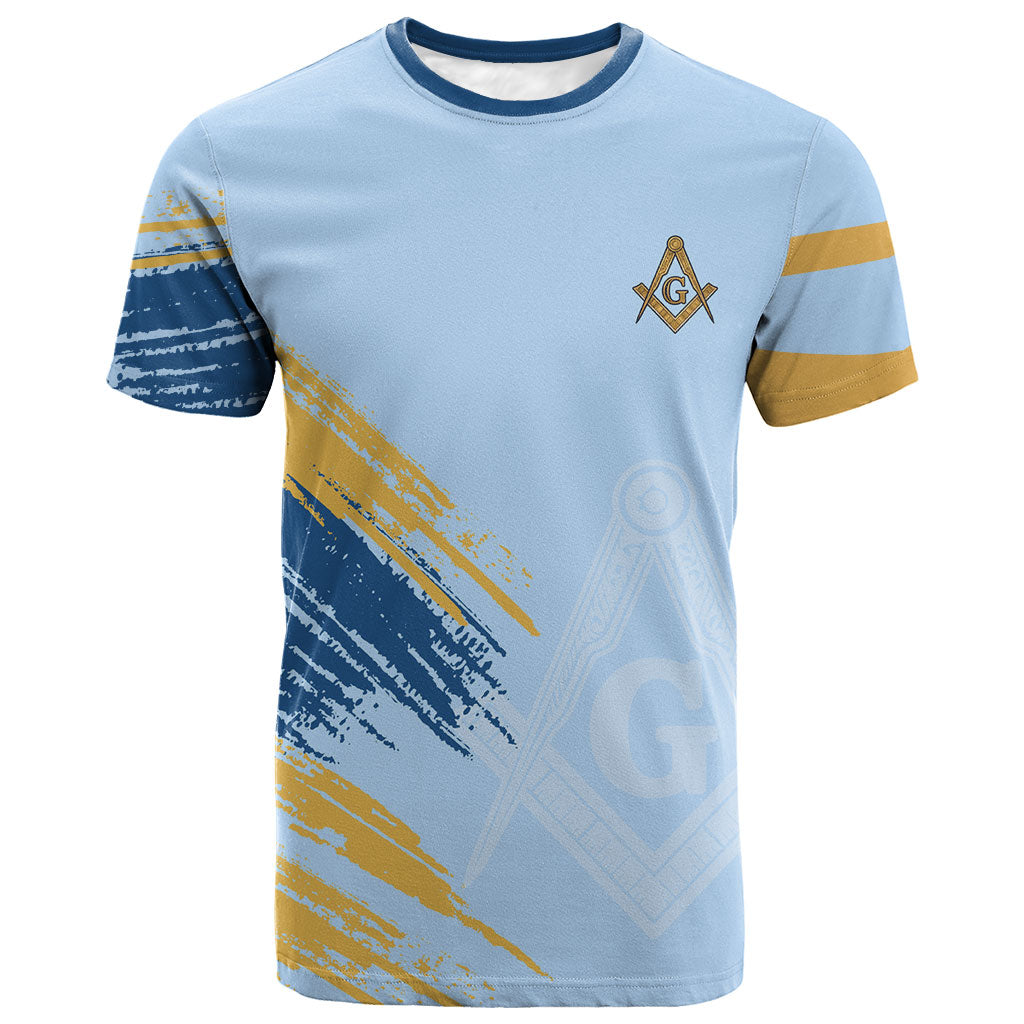 Prince Hall Freemasonry T shirt Vintage Brush Stroke Masonic Blue Gold Graphic
