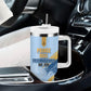 Prince Hall Freemasonry Tumbler With Handle Vintage Brush Stroke Masonic Blue Gold Graphic