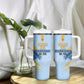 Prince Hall Freemasonry Tumbler With Handle Vintage Brush Stroke Masonic Blue Gold Graphic