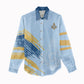 Prince Hall Freemasonry Women Casual Shirt Vintage Brush Stroke Masonic Blue Gold Graphic