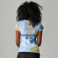 Prince Hall Freemasonry Women V-Neck T-Shirt Vintage Brush Stroke Masonic Blue Gold Graphic