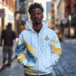 Prince Hall Freemasonry Zip Hoodie Vintage Brush Stroke Masonic Blue Gold Graphic