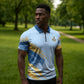 Prince Hall Freemasonry Zipper Polo Shirt Vintage Brush Stroke Masonic Blue Gold Graphic
