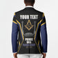 Personalized Prince Hall Freemasonry Blazer Royal Blue Gold Masonic Geometric Legacy Graphic