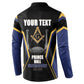 Personalized Prince Hall Freemasonry Button Sweatshirt Royal Blue Gold Masonic Geometric Legacy Graphic