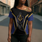 Personalized Prince Hall Freemasonry Cross Shoulder Shirt Royal Blue Gold Masonic Geometric Legacy Graphic