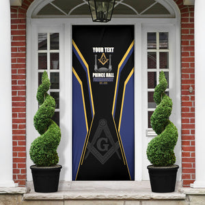 Personalized Prince Hall Freemasonry Door Cover Royal Blue Gold Masonic Geometric Legacy Graphic