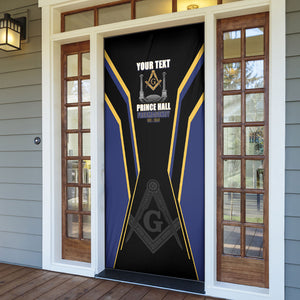 Personalized Prince Hall Freemasonry Door Cover Royal Blue Gold Masonic Geometric Legacy Graphic
