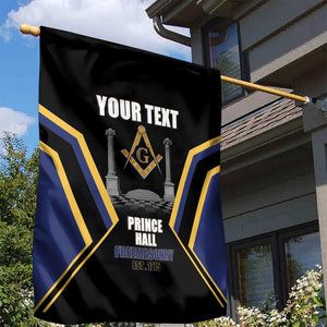 Personalized Prince Hall Freemasonry Garden Flag Royal Blue Gold Masonic Geometric Legacy Graphic