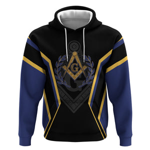 Personalized Prince Hall Freemasonry Hoodie Royal Blue Gold Masonic Geometric Legacy Graphic