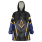 Personalized Prince Hall Freemasonry Kid Wearable Blanket Hoodie Royal Blue Gold Masonic Geometric Legacy Graphic