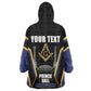 Personalized Prince Hall Freemasonry Kid Wearable Blanket Hoodie Royal Blue Gold Masonic Geometric Legacy Graphic