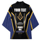 Personalized Prince Hall Freemasonry Kimono Royal Blue Gold Masonic Geometric Legacy Graphic