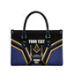 Personalized Prince Hall Freemasonry Leather Bag Royal Blue Gold Masonic Geometric Legacy Graphic