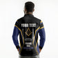 Personalized Prince Hall Freemasonry Long Sleeve Polo Shirt Royal Blue Gold Masonic Geometric Legacy Graphic