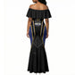 Personalized Prince Hall Freemasonry Mermaid Dress Royal Blue Gold Masonic Geometric Legacy Graphic