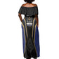 Personalized Prince Hall Freemasonry Off Shoulder Maxi Dress Royal Blue Gold Masonic Geometric Legacy Graphic