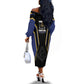 Personalized Prince Hall Freemasonry Off The Shoulder Long Sleeve Dress Royal Blue Gold Masonic Geometric Legacy Graphic