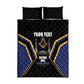 Personalized Prince Hall Freemasonry Quilt Bed Set Royal Blue Gold Masonic Geometric Legacy Graphic