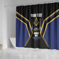Personalized Prince Hall Freemasonry Shower Curtain Royal Blue Gold Masonic Geometric Legacy Graphic