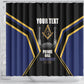 Personalized Prince Hall Freemasonry Shower Curtain Royal Blue Gold Masonic Geometric Legacy Graphic