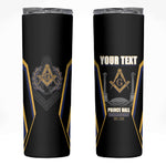 Personalized Prince Hall Freemasonry Skinny Tumbler Royal Blue Gold Masonic Geometric Legacy Graphic