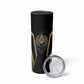 Personalized Prince Hall Freemasonry Skinny Tumbler Royal Blue Gold Masonic Geometric Legacy Graphic
