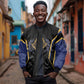 Personalized Prince Hall Freemasonry Sleeve Zip Bomber Jacket Royal Blue Gold Masonic Geometric Legacy Graphic